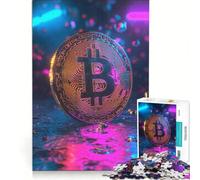 Rompecabezas para Adultos de 1000 Piezas con temática de Bitcoin y criptomonedas, Ideal para Jugar en Familia y aliviar el estrés Incluye póster y Hoja de Preguntas a Juego 38x26cm
