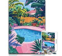 Rompecabezas para Adultos de 1000 Piezas con temática de paraíso Tropical Junto a la Piscina de Hawái, Juego de desafío único, Obra de Arte de Corte de precisión, tamaño de Regalo: 38x26cm