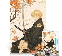 Rompecabezas para Adultos de 1000 Piezas con temática de samuráis de Anime en un Entorno otoñal Juego de ingenio para divertirse en Familia y Fortalecer el Amor en Pareja 50x75cm