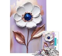 Rompecabezas para Adultos de 1000 Piezas con Textura Blanca y Pintura Floral - Turquesa (o Cobre) Arte con Impasto y Paleta Juego de ingenio Juguetes adictivos para Cultivar la Paciencia Ideas
