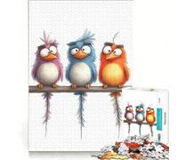 Rompecabezas para Adultos de 1000 Piezas con Tres pájaros de Dibujos Animados en una Rama Juguetes para armar mejoran la Memoria y Son un excelente Regalo para Toda la Familia 50x75cm