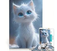 Rompecabezas para Adultos de 1000 Piezas con un Adorable Gatito Blanco, Ideal para Jugar en Familia, Reducir el estrés y Crear un desafío único 38x26cm