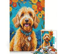 Rompecabezas para Adultos de 1000 Piezas con un Adorable Labradoodle, Ideal para armar, un desafío para completar, perteneciente a la colección de Artistas y dedicada a Las Bellas Artes 38x52cm