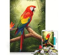 Rompecabezas para Adultos de 1000 Piezas con un Colorido Guacamayo en un Entorno de Selva exuberante, Ideal para Relajarse, interactuar Entre Padres e Hijos, como Regalo de cumpleaños o para Viajes
