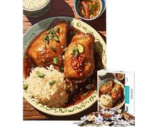 Rompecabezas para Adultos de 1000 Piezas con un Delicioso Plato de Pollo y arroz Juego Educativo desafío Juguete Juegos Familiares desafío difícil Ideas de Regalo (tamaño 38x26cm)