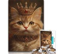 Rompecabezas para Adultos de 1000 Piezas con un Gato con Corona, Ideal para Pasar el rato en casa con Piezas de Formas aleatorias Totalmente entrelazadas (tamaño 75x50cm)