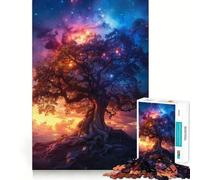 Rompecabezas para adultos de 1000 piezas con un hermoso árbol y una nebulosa,diseño de corte preciso,divertido juego mental,regalo para relajarse y divertirse,decoración navideña para la pared 50x75cm