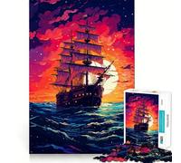 Rompecabezas para Adultos de 1000 Piezas con un Hermoso diseño de Barco pixelado,Corte preciso,Juguete Inteligente para el Cerebro,Juego para Relajarse,decoración navideña,Regalo (38x52cm)