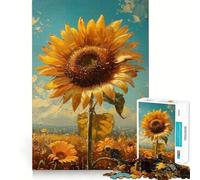 Rompecabezas para Adultos de 1000 Piezas con un Hermoso diseño de Girasol Dorado de Corte Fino Ideal para Entrenar la Mente,Relajarse y divertirse en cumpleaños (38x26cm)