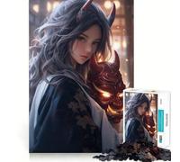 Rompecabezas para Adultos de 1000 Piezas con un Hermoso diseño de samurái y Demonio,Corte Fino,Ideal para Entrenar la Mente,Relajarse y divertirse en cumpleaños (50x75cm)