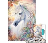 Rompecabezas para Adultos de 1000 Piezas con un Impresionante Caballo Blanco Que estimula la Inteligencia Juguetes adictivos Juegos Familiares decoración del hogar Regalo Ideal (tamaño 38x26cm)