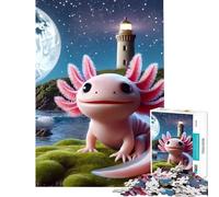 Rompecabezas para Adultos de 1000 Piezas con un Lindo ajolote Junto al mar Juego de ingenio Juguete Intelectual Gran Regalo para quienes Buscan Juegos Que mejoren la Memoria (Tamaño 38x52cm)