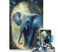 Rompecabezas para Adultos de 1000 Piezas con un Lindo elefantito Ideal para Decorar la Pared Divertido y Original Perfecto como Regalo de cumpleaños o Navidad 50x75cm