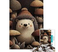 Rompecabezas para Adultos de 1000 Piezas con un Lindo Erizo y Setas Rompecabezas Relajante para Adultos Ideal para divertirse en Familia cumpleaños (tamaño 38x26cm)