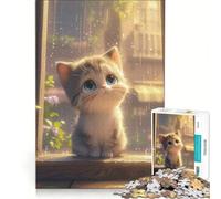 Rompecabezas para Adultos de 1000 Piezas con un Lindo Gatito de Anime bajo la Lluvia, Juguetes para armar, Ideal para la interacción Entre Padres e Hijos, cumpleaños y Navidad