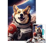 Rompecabezas para Adultos de 1000 Piezas con un Lindo Perro Corgi Astronauta Juego Familiar desafiante Juguetes Excelente Regalo para los Amantes de los Juegos de Nivel difícil