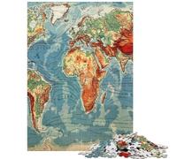 Rompecabezas para Adultos de 1000 Piezas con un Mapa Antiguo del Mundo Ideal para Adolescentes para Pasar el rato en casa Durante Las Vacaciones como Regalo de cumpleaños o Navidad (38x52cm)