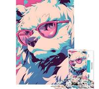 Rompecabezas para Adultos de 1000 Piezas con un Oso Genial con Gafas de Sol Juego Educativo Juguete Juego Intelectual Gran Regalo para los Amantes de los Juegos Un desafío difícil (Tamaño 50x75cm)