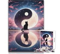 Rompecabezas para Adultos de 1000 Piezas con un Paisaje de Gatos tranquilos y adorables Juegos Familiares, Ideas de Regalos para Pasar el rato en casa Tamaño 38x26cm