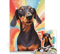 Rompecabezas para Adultos de 1000 Piezas con un Perro Salchicha Feliz, Juegos relajantes, Que mejoran la Memoria, cumpleaños y Navidad 38x26cm