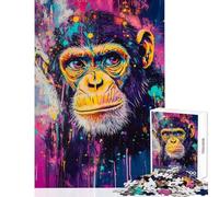Rompecabezas para Adultos de 1000 Piezas con un Vibrante diseño de Mono Rompecabezas antiestrés para Adultos Una Obra de Arte Regalo Ideal para Amigos y Familiares (tamaño 38x52cm)