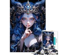Rompecabezas para Adultos de 1000 Piezas con una Chica Anime Azul Juego práctico para Adultos Decoración Perfecta cumpleaños y Navidad (tamaño 38x52cm)