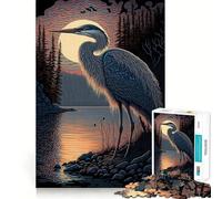 Rompecabezas para Adultos de 1000 Piezas con una Hermosa Garza Juego de lógica de Ajuste preciso Juego fácil Decoración navideña para Pared (50x75cm)