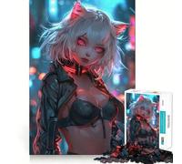 Rompecabezas para Adultos de 1000 Piezas con una Hermosa Gata Rompecabezas de lógica de Ajuste preciso Juego fácil Decoración navideña para Pared (50x75cm)