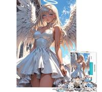 Rompecabezas para Adultos de 1000 Piezas con una Hermosa niña ángel Blanca Ideal para Juegos educativos y desafiantes Juguete para ejercitar la Mente Regalo de cumpleaños (tamaño 38x52cm)