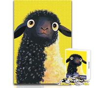 Rompecabezas para Adultos de 1000 Piezas con una Linda ilustración de Oveja Negra, Horas de Ocio tranquilas, Juguete de Corte preciso, tamaño 50x75cm