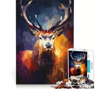 Rompecabezas para Adultos de 1000 Piezas con una majestuosa Pintura de un Ciervo un Juego Imposible Que Mejora la Memoria con Piezas de Formas aleatorias Que encajan Perfectamente 38x52cm
