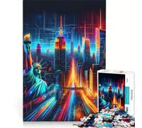 Rompecabezas para Adultos de 1000 Piezas con Vibrantes Colores neón de Nueva York Juego Educativo desafiante para completar Regalo Ideal para quienes Buscan un Juego desafiante 50x75cm