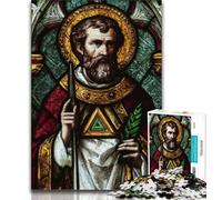 Rompecabezas para Adultos de 1000 Piezas con vidrieras de San Agustín Regalo Ideal para Toda la Familia (50x75cm)