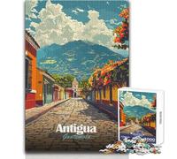 Rompecabezas para Adultos de 1000 Piezas con Vista a la Calle de Antigua Guatemala,Juego Familiar Divertido y Divertido,decoración de Pared,tamaño 38x26cm