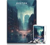 Rompecabezas para Adultos de 1000 Piezas con Vista a la Ciudad de Boston Actividad de Ocio Tranquila y Agradable Juguete Artesanal de Bordes precisos de Primera Calidad Tamaño 38x52cm