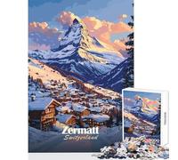 Rompecabezas para Adultos de 1000 Piezas con Vista a la montaña de Zermatt Suiza Juego práctico para Toda la Familia Juguetes de decoración para el hogar Entrena tu Cerebro y Tus Manos (38x26cm)