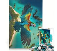Rompecabezas para Adultos de 1000 Piezas con Vista a una guacamaya en una Isla Tropical decoración de Pared Juguete para la interacción Entre Padres e Hijos cumpleaños 38x52cm