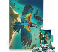 Rompecabezas para Adultos de 1000 Piezas con Vista a una guacamaya en una Isla Tropical decoración de Pared Juguete para la interacción Entre Padres e Hijos cumpleaños 38x26cm