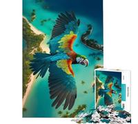 Rompecabezas para Adultos de 1000 Piezas con Vista a una Isla Tropical y un Guacamayo Juego Educativo desafío Juguete Juego Familiar Ideal para divertirse en Familia Regalo de cumpleaños 38x52cm