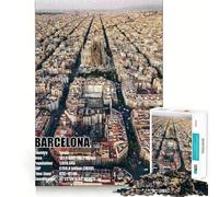 Rompecabezas para Adultos de 1000 Piezas con Vista aérea de Barcelona,Encaje, Arte,Juego Mental,Regalo,Juego Lento,Regalo de Arte navideño (38x26cm)