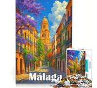 Rompecabezas para Adultos de 1000 Piezas con Vista de una Calle de Málaga Juego Educativo para Disfrutar en Familia colección de Artistas Bellas Artes 38x26cm