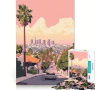 Rompecabezas para Adultos de 1000 Piezas con Vista del Horizonte de Los Ángeles,Bordes definidos,decoración,desafío Mental,Juguete para Relajarse, (38x52cm)