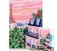 Rompecabezas para Adultos de 1000 Piezas con Vista Desde una azotea parisina y la Torre Eiffel Refuerza la Memoria, es Relajante, Divertido Regalo Ideal para Festivales (38x52cm)