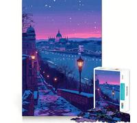 Rompecabezas para Adultos de 1000 Piezas con Vista Nocturna de Budapest Juego de lógica con Piezas de Ajuste preciso Divertido y Acogedor Regalo Ideal para cumpleaños (38x26cm)