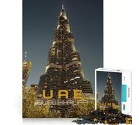Rompecabezas para Adultos de 1000 Piezas con Vista Nocturna del Burj Khalifa Juego de lógica con Piezas de Ajuste preciso Divertido y Acogedor Regalo Ideal para cumpleaños (50x75cm)