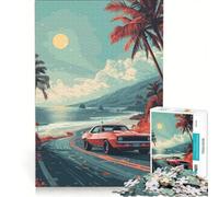 Rompecabezas para Adultos de 1000 Piezas Conducción de Coches Antiguos al Atardecer decoración de Pared Regalo de cumpleaños para Fortalecer el Amor Entre Parejas 50x75cm
