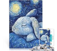 Rompecabezas para Adultos de 1000 Piezas Conejito de la Noche Estrellada Corte de precisión con póster a Juego y Hoja de Trivia 52x38cm