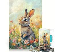 Rompecabezas para Adultos de 1000 Piezas Conejo Entre Flores - Juego de concentración Mental con articulaciones Suaves - Juego Casual - Regalo Ideal para cumpleaños (50x75cm)