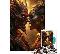 Rompecabezas para Adultos de 1000 Piezas Confrontación Entre un Demonio y una Mujer enmascarada Un desafío Educativo para la diversión Familiar Juegos Divertidos para Mayores de 14 años 50x75cm