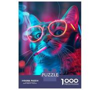 Rompecabezas para Adultos De 1000 Piezas Cool Cat in Neon Lights Rompecabezas para Adultos Juego Práctico Montaje De Patrones Cumpleaños Y Navidad 52x38cm/1000pcs